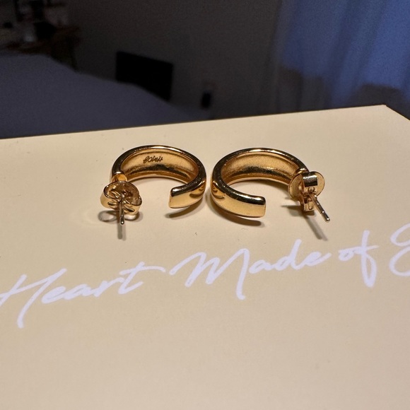 18K Gold Plated Small Dome Hoop Earrings - Picture 6 of 7
